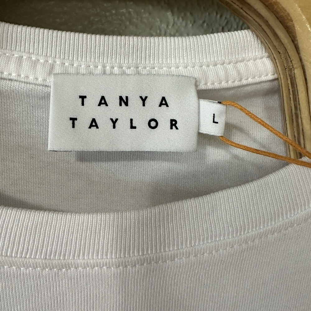 NEW Tanya Taylor Simone Top‎ Size Large White Watercolor Puff Short Sleeve - Picture 4 of 6